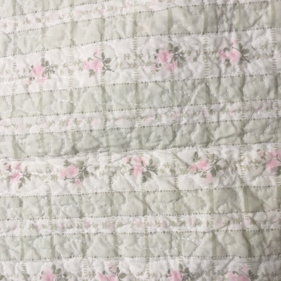 NW VINTAGE CHIC MINT PINK ROSES QUILT STD SHAM - Picture 2 of 8